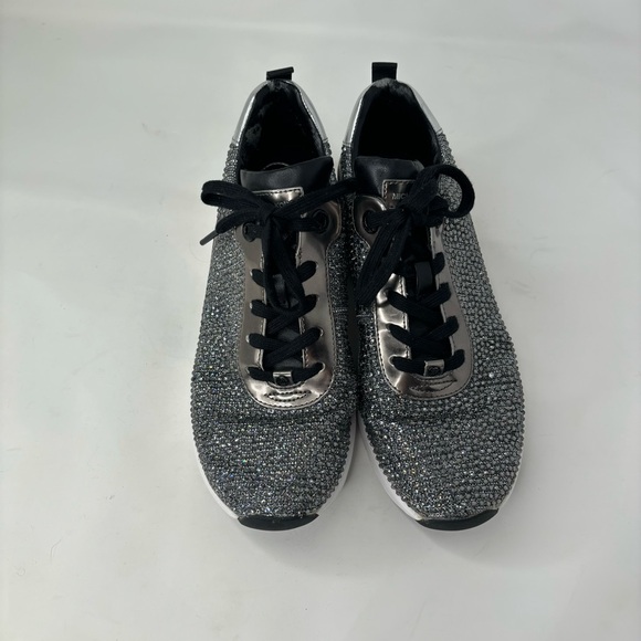 MICHAEL Michael Kors Jada Glitter Fabric Rhinestone Embellished Trainers Sneaker - Picture 3 of 10